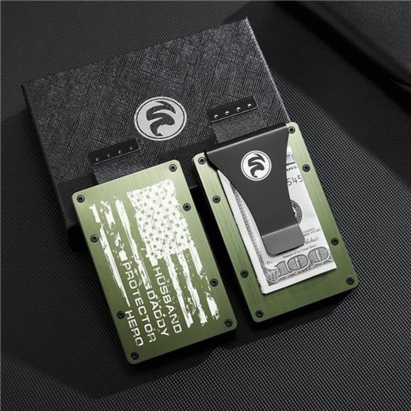 Personalized Minimalist Engraved Aluminum Money Clip, Wallet Men Slim Front - Picture 3 of 5